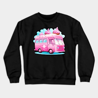 Ice cream Van vintage Hot pink cute illustration Crewneck Sweatshirt